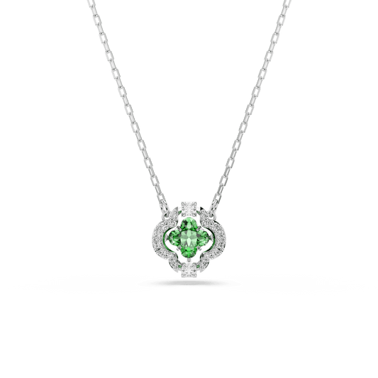 Collana Pendente Swarovski Una Angelic, Taglio misto, Verde, Placcato rodio