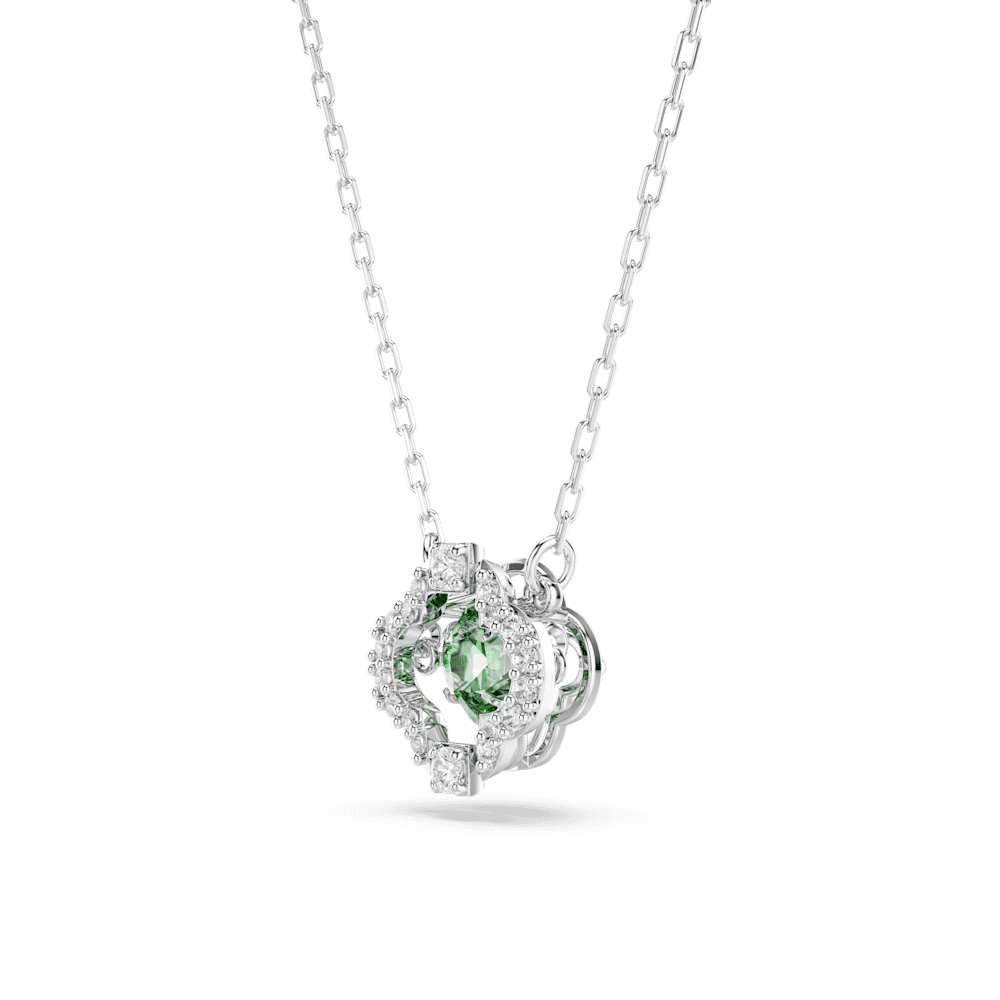 Collana Pendente Swarovski Una Angelic, Taglio misto, Verde, Placcato rodio