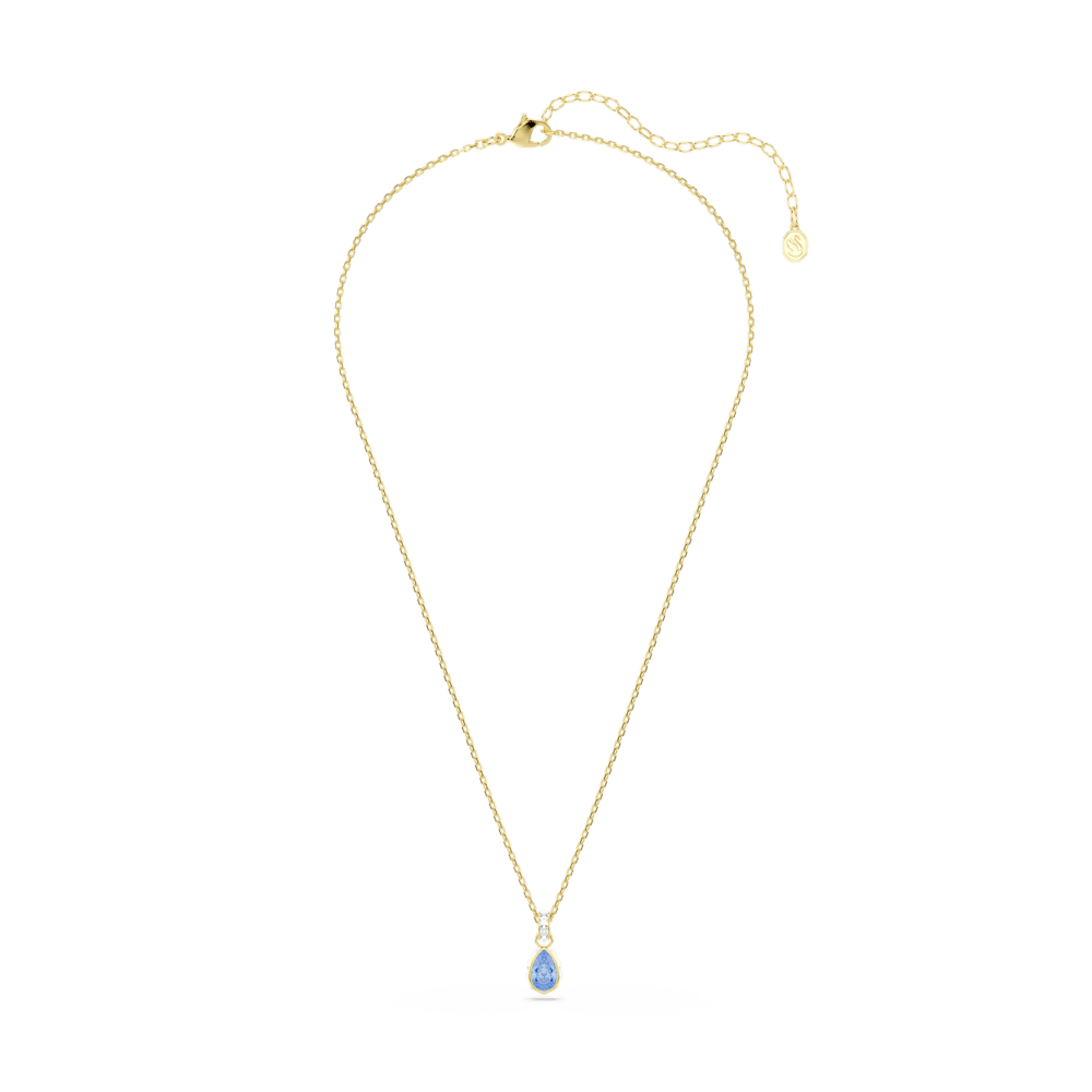 Collana con Pendente Swarovski Chroma, Taglio Pear, Blu, Finitura oro 18K