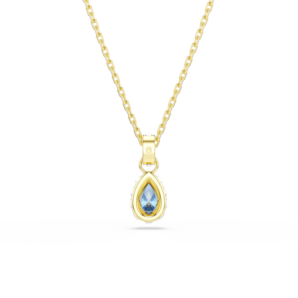 Collana con Pendente Swarovski Chroma, Taglio Pear, Blu, Finitura oro 18K