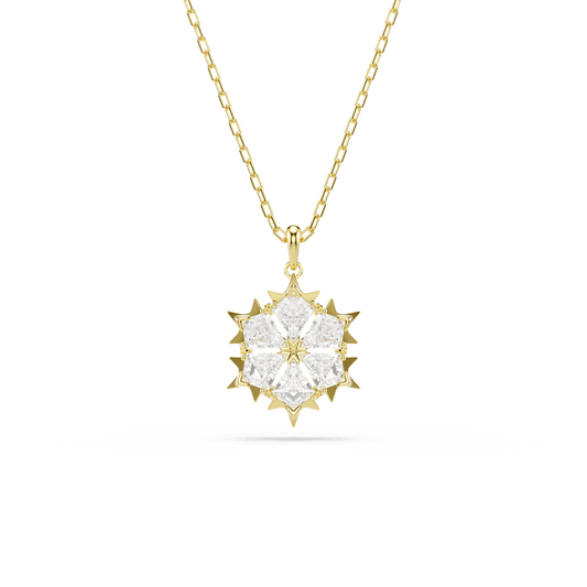Collana Pendente Swarovski Magic, Taglio misto, Fiocco Di Neve, Bianco, Finitura oro 18K