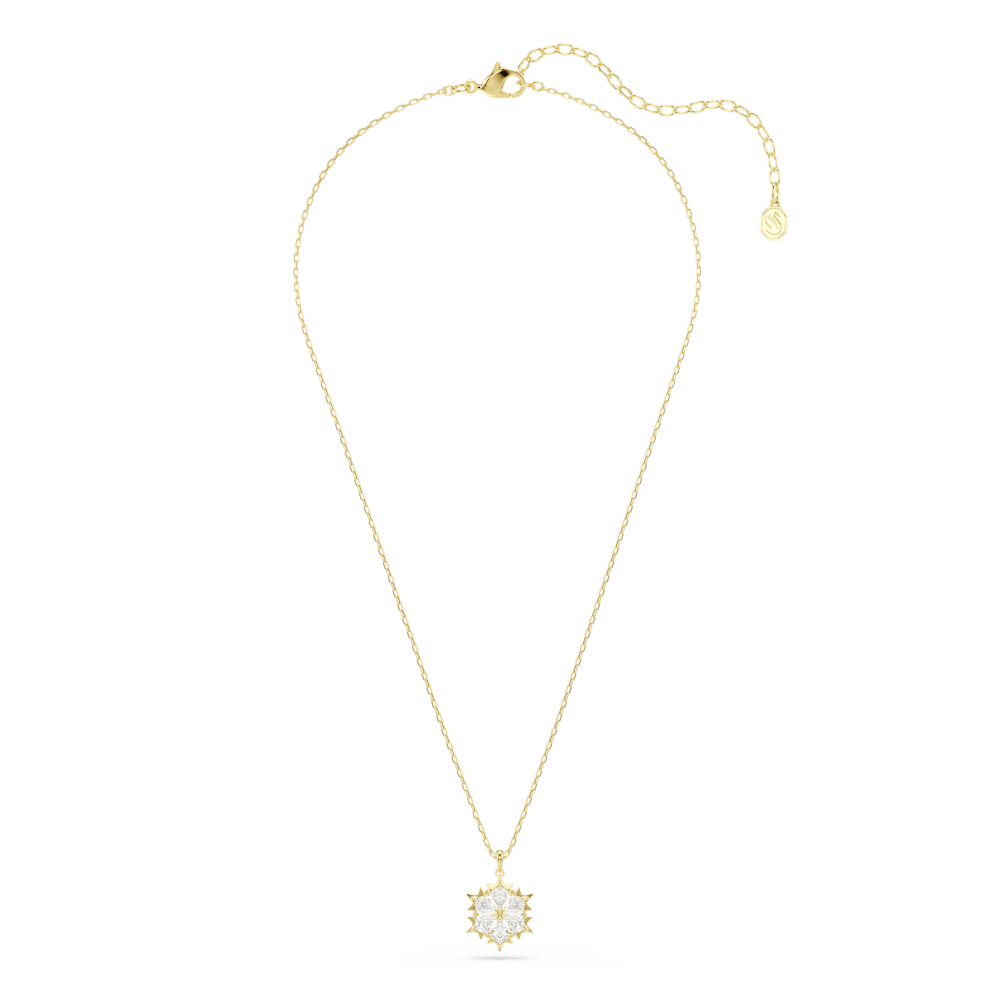 Collana Pendente Swarovski Magic, Taglio misto, Fiocco Di Neve, Bianco, Finitura oro 18K