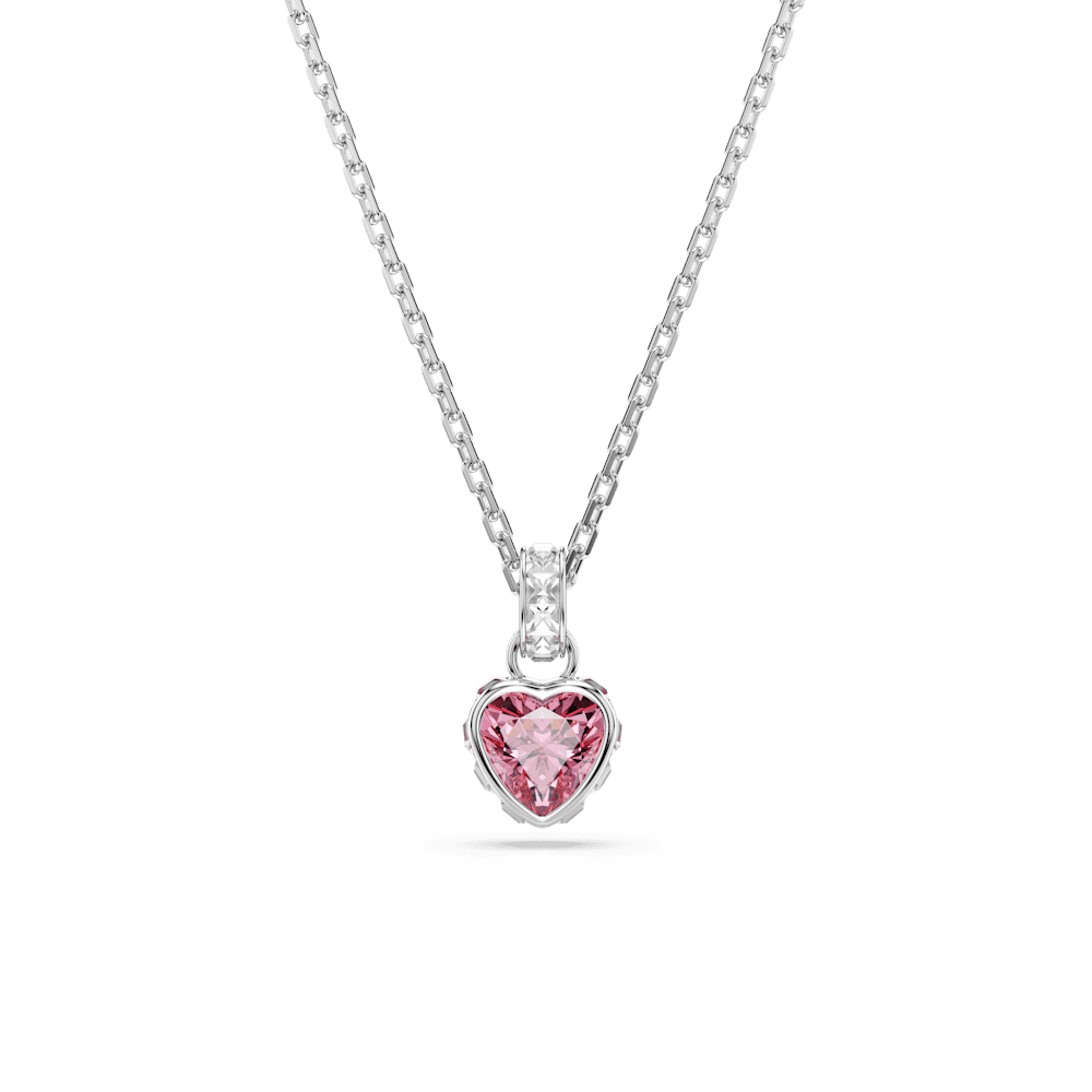 Collana con Pendente Swarovski Chroma, Taglio misto, Rosa, Placcato rodio