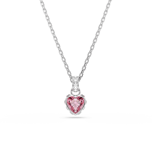 Collana con Pendente Swarovski Chroma, Taglio misto, Rosa, Placcato rodio