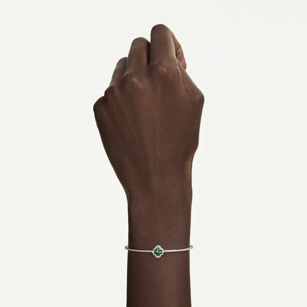 Bracciale Rigido Swarovski Una Angelic, Taglio misto, Verde, Placcato rodio