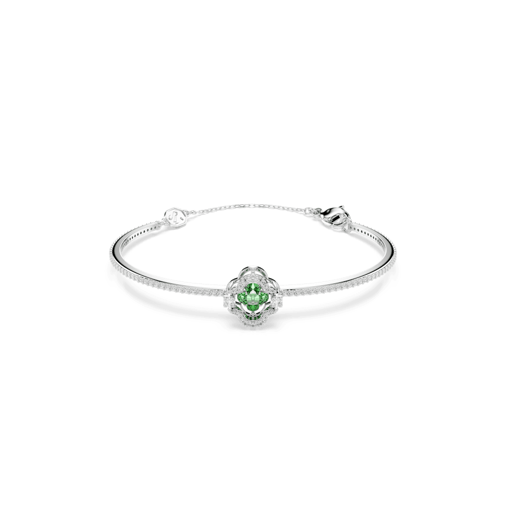 Bracciale Rigido Swarovski Una Angelic, Taglio misto, Verde, Placcato rodio