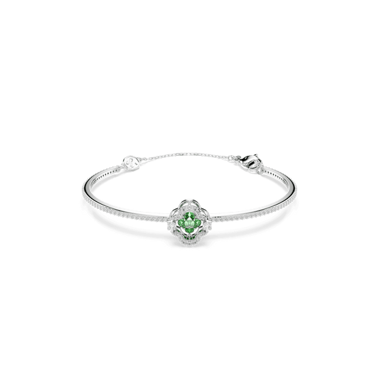 Bracciale Rigido Swarovski Una Angelic, Taglio misto, Verde, Placcato rodio