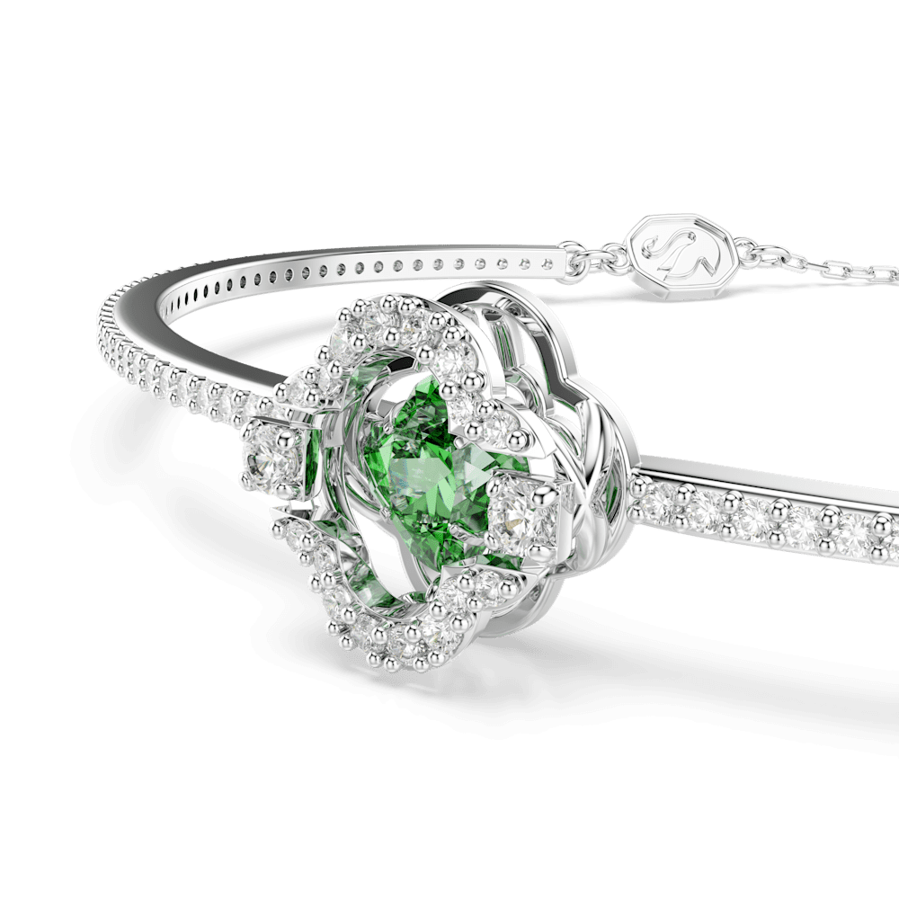 Bracciale Rigido Swarovski Una Angelic, Taglio misto, Verde, Placcato rodio