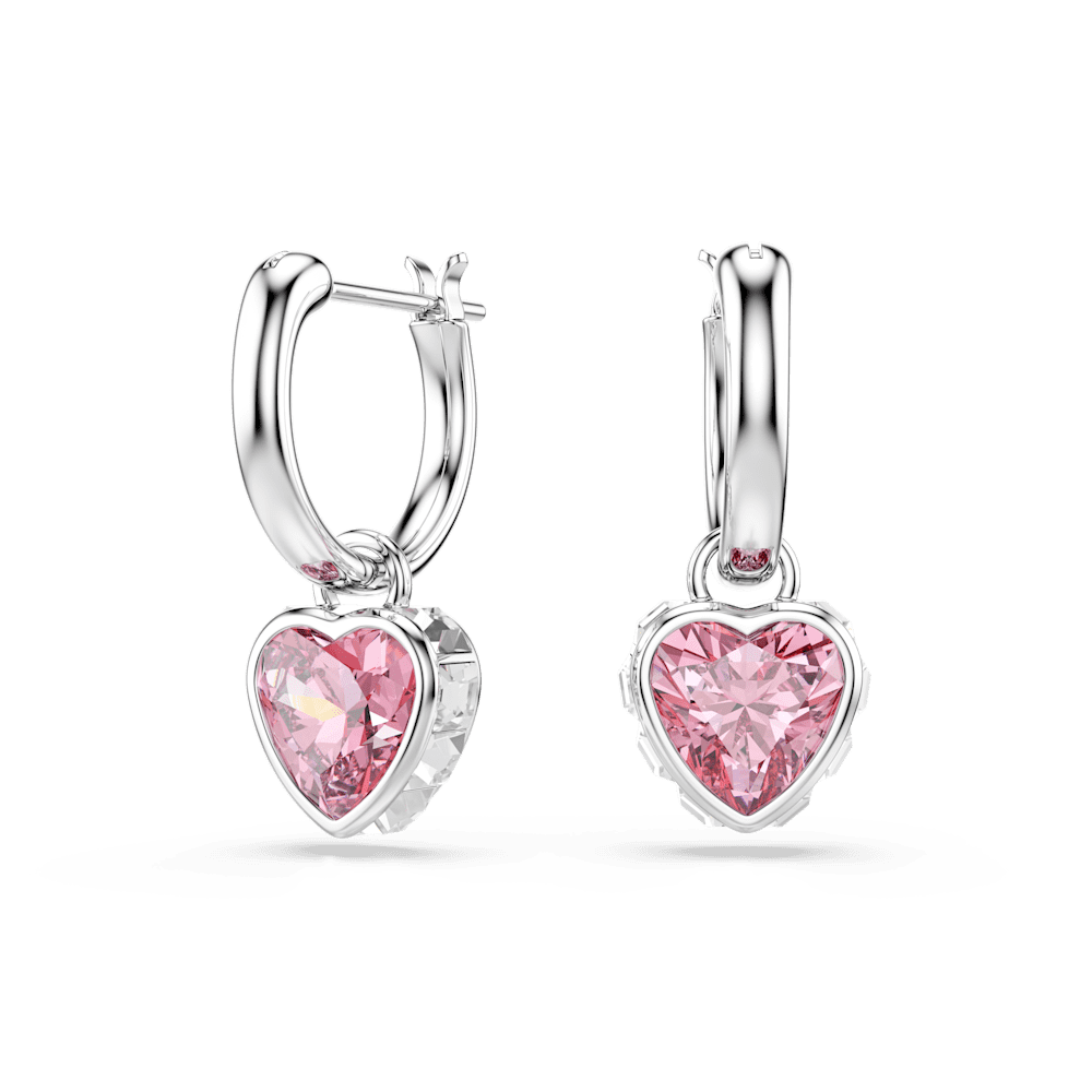 Orecchini pendenti Swarovski Chroma, Cuore, Rosa, Placcato rodio