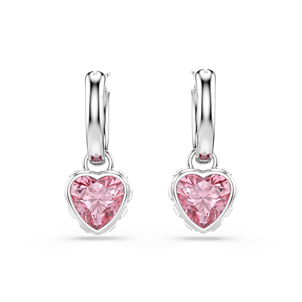 Orecchini pendenti Swarovski Chroma, Cuore, Rosa, Placcato rodio