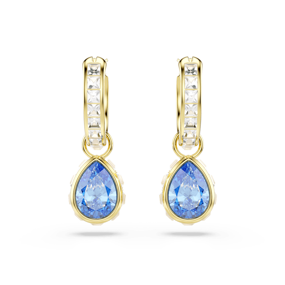 Orecchini pendenti Swarovski Chroma, Taglio Pear, Blu, Finitura oro 18K