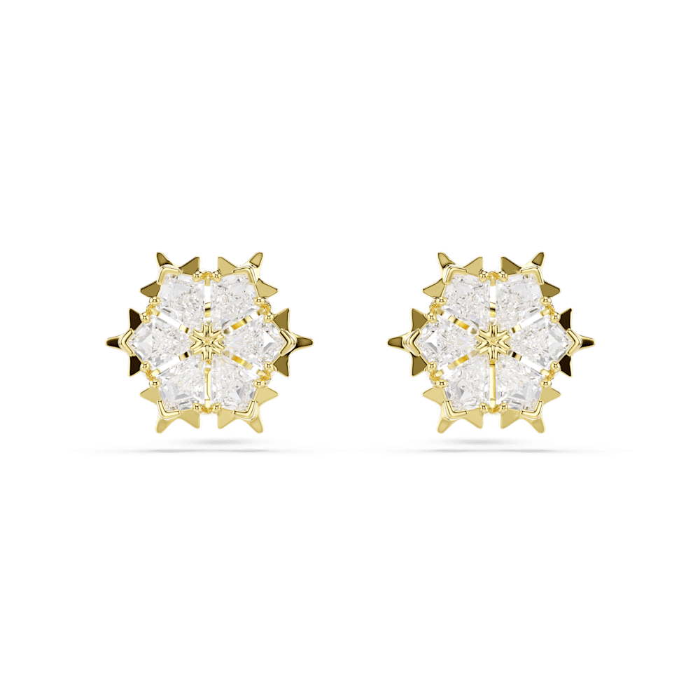 Orecchini Lobo Swarovski Magic, Taglio misto, Fiocco Di Neve, Bianchi, Finitura oro 18K