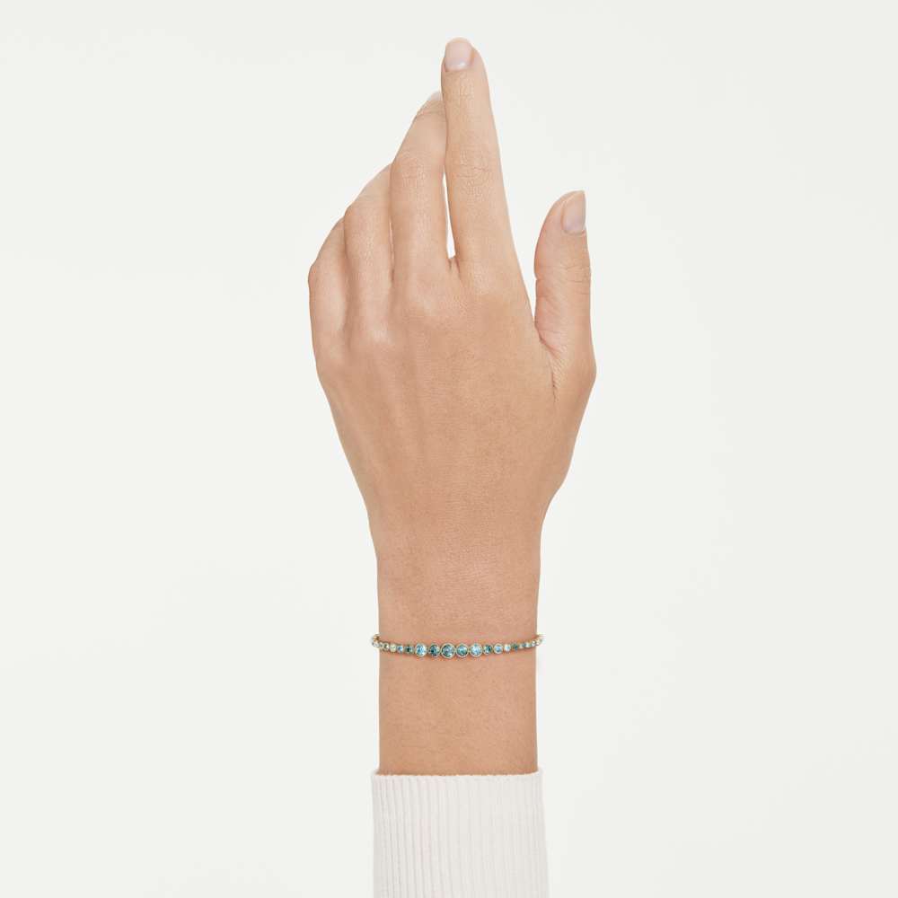 Braccialetto Swarovski Imber, Taglio Round, Blu, Finitura oro 18K