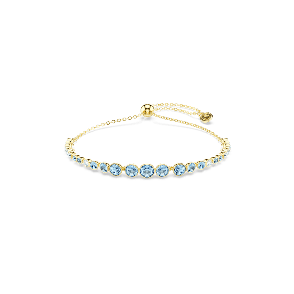 Braccialetto Swarovski Imber, Taglio Round, Blu, Finitura oro 18K