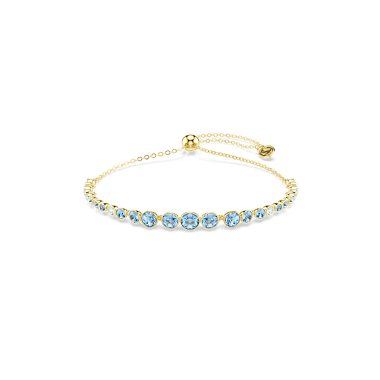 Braccialetto Swarovski Imber, Taglio Round, Blu, Finitura oro 18K
