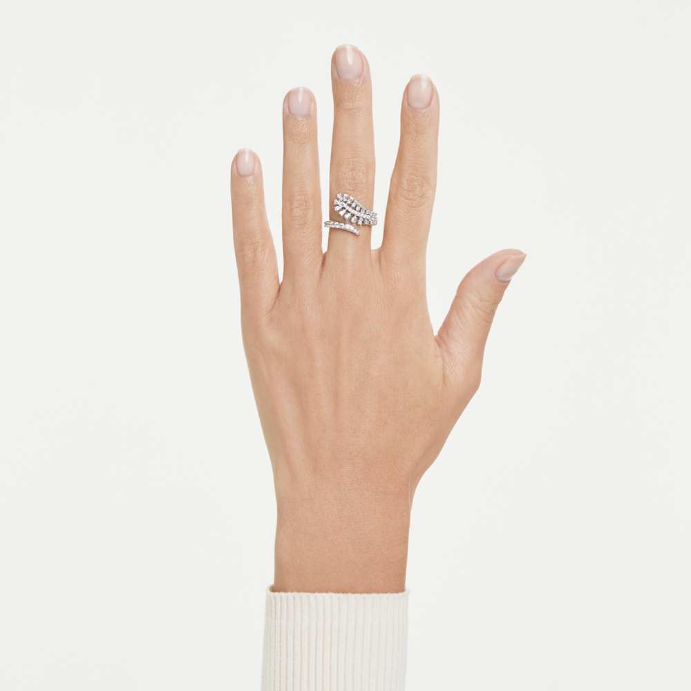 Anello Swarovski Vienna Taglio misto Piuma Bianco Placcato Rodio - Misura 55