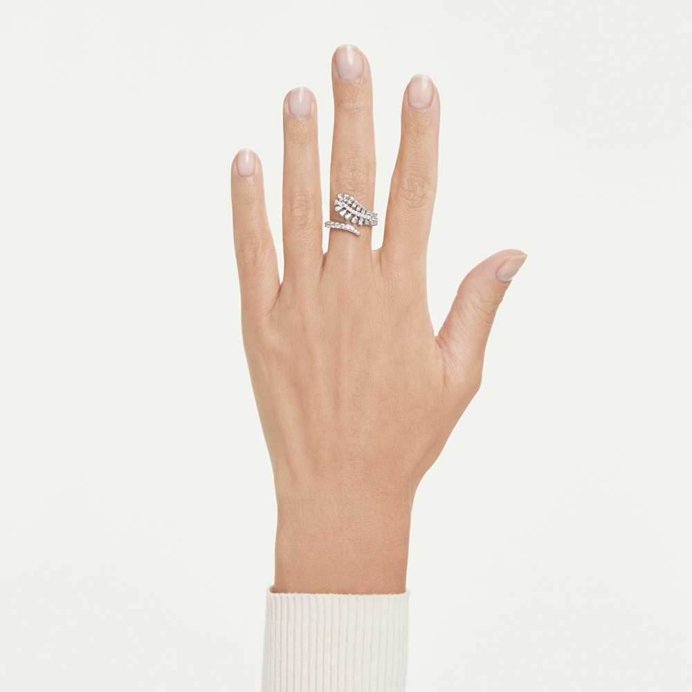 Anello Swarovski Vienna Taglio misto Piuma Bianco Placcato rodio - Misura 58