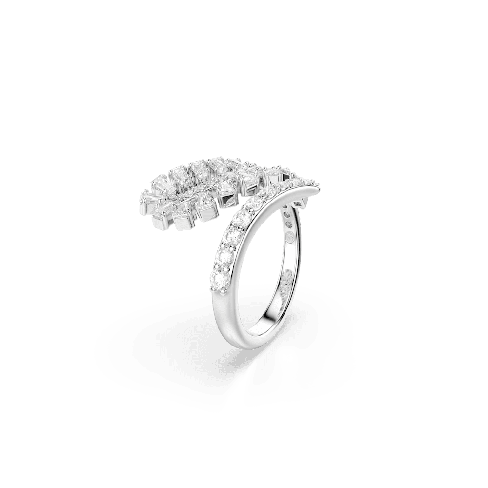Anello Swarovski Vienna Taglio misto Piuma Bianco Placcato rodio - Misura 58