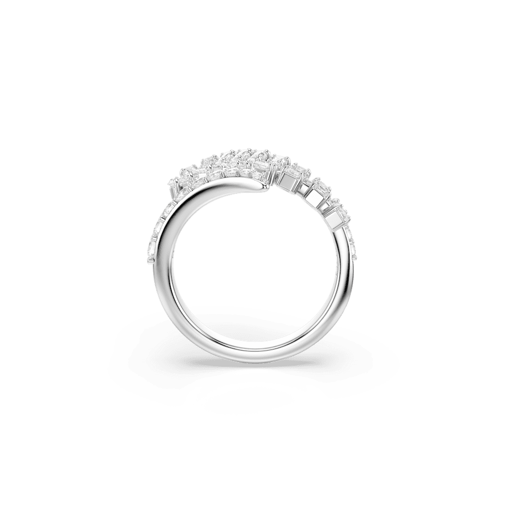 Anello Swarovski Vienna Taglio misto Piuma Bianco Placcato rodio - Misura 58