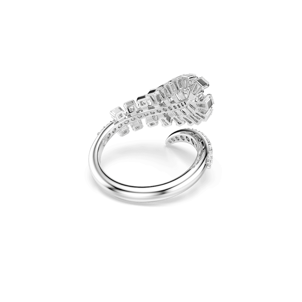 Anello Swarovski Vienna Taglio misto Piuma Bianco Placcato rodio - Misura 58