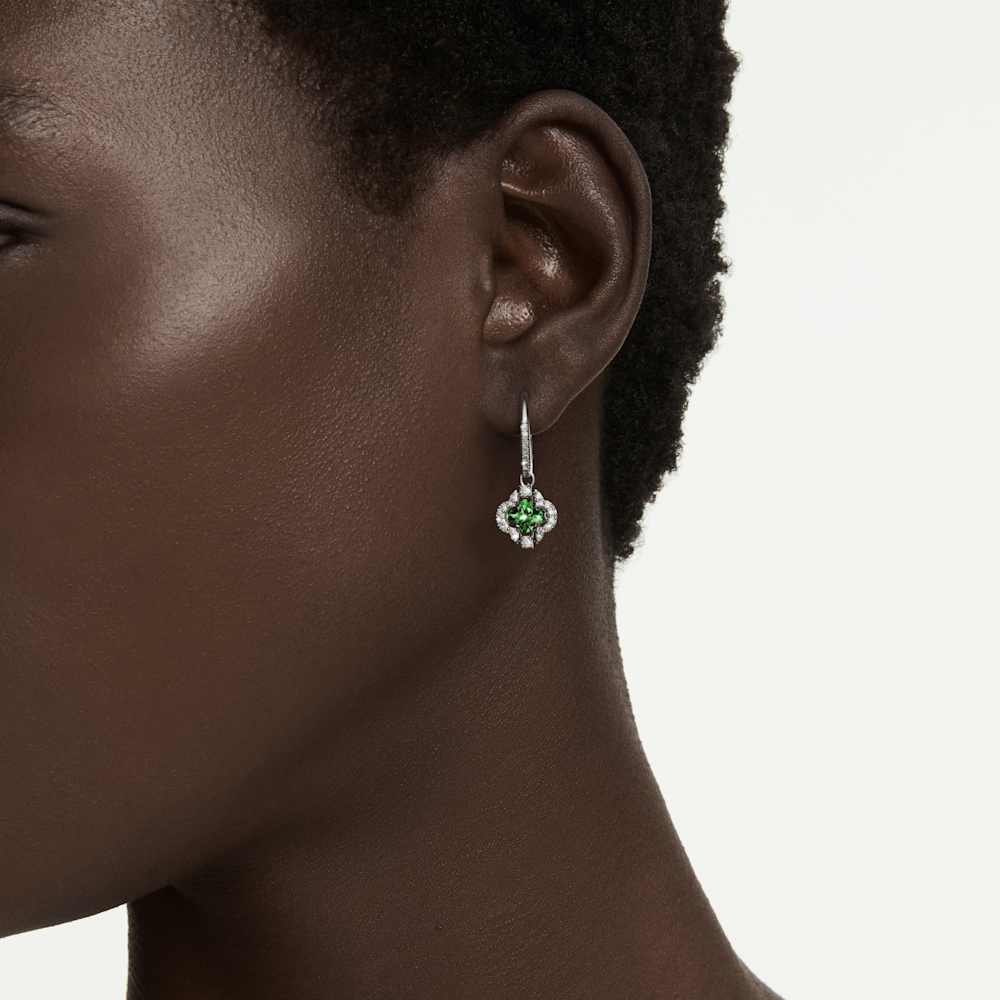 Orecchini Pendenti Swarovski Una Angelic, Taglio misto, Verdi, Placcato rodio