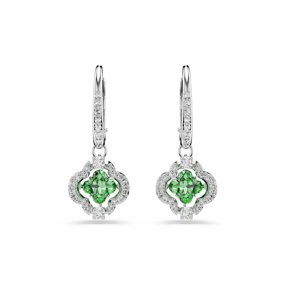 Orecchini Pendenti Swarovski Una Angelic, Taglio misto, Verdi, Placcato rodio