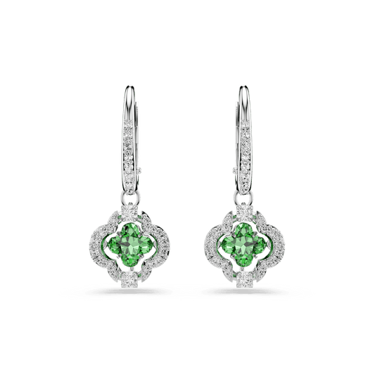 Orecchini Pendenti Swarovski Una Angelic, Taglio misto, Verdi, Placcato rodio