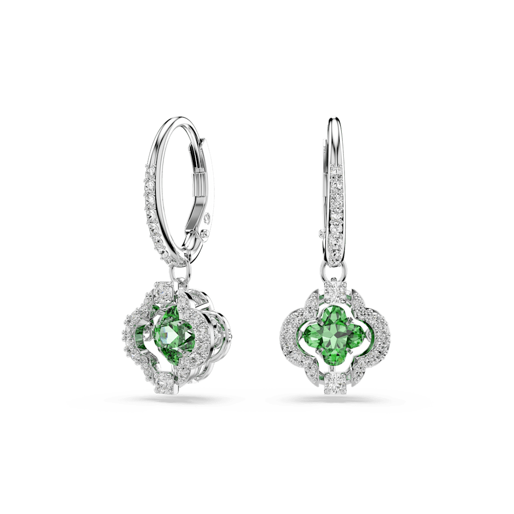 Orecchini Pendenti Swarovski Una Angelic, Taglio misto, Verdi, Placcato rodio