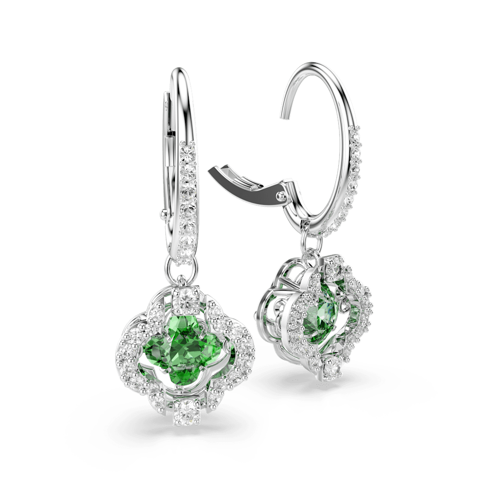 Orecchini Pendenti Swarovski Una Angelic, Taglio misto, Verdi, Placcato rodio