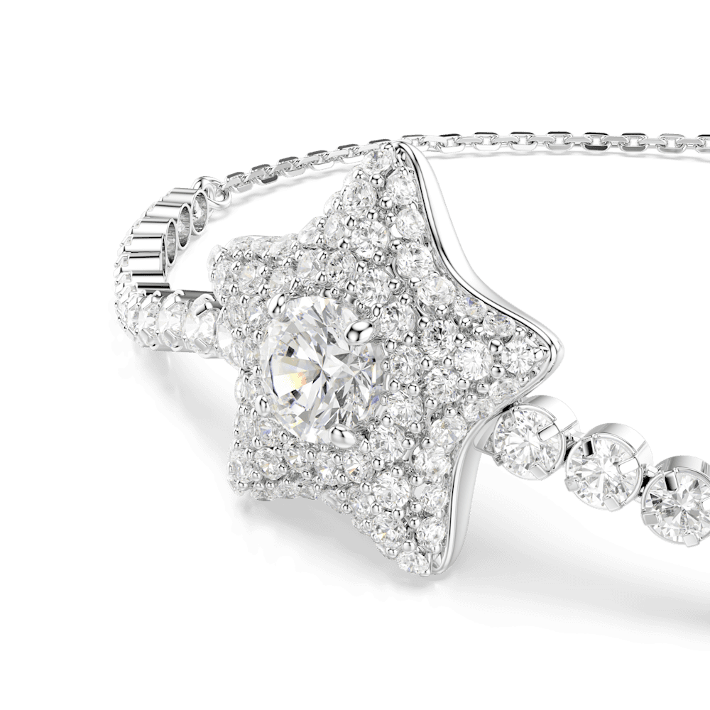 Braccialetto Swarovski  Sublima, Taglio Round, Stella, Bianco, Placcato rodio