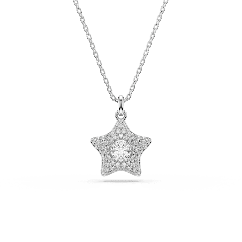 Pendente Swarovski Sublima, Taglio Round, Stella, Bianco, Placcato rodio
