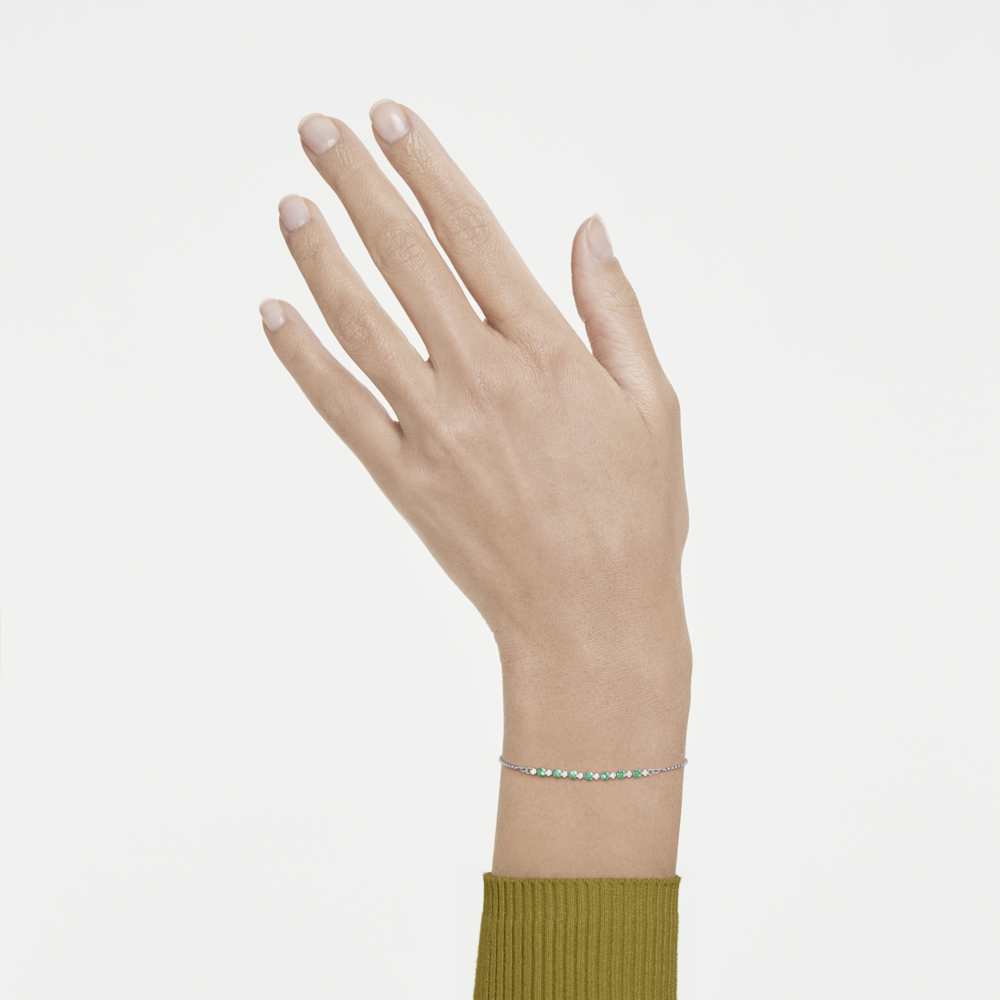 Braccialetto Swarovski Matrix, Taglio Round, Verde, Placcato rodio