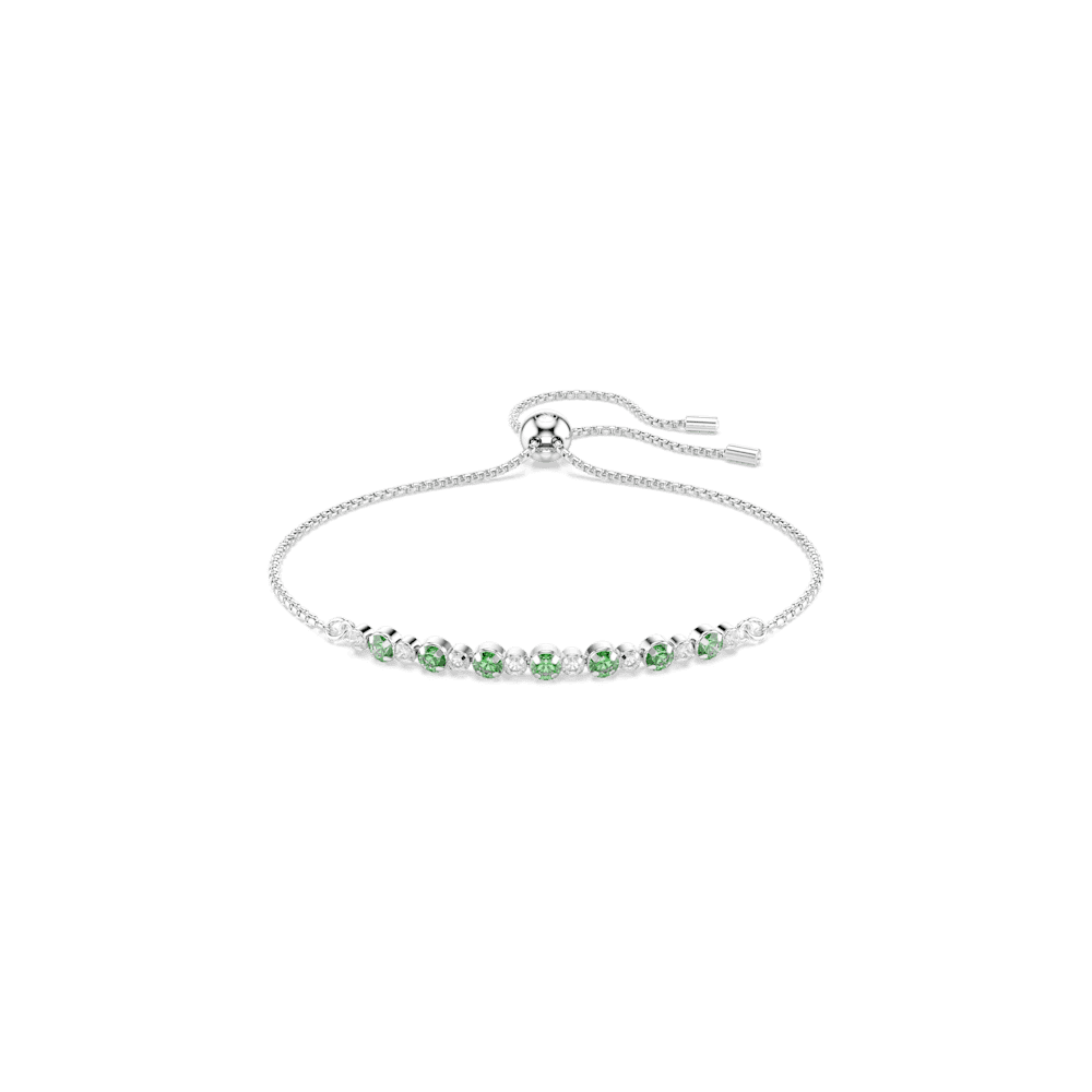 Braccialetto Swarovski Matrix, Taglio Round, Verde, Placcato rodio