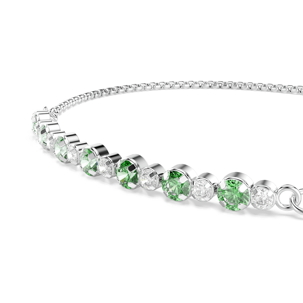 Braccialetto Swarovski Matrix, Taglio Round, Verde, Placcato rodio