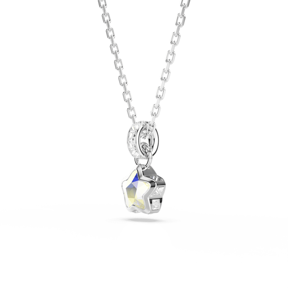 Pendente Swarovski Chroma, Taglio misto, Stella, Bianco, Placcato rodio