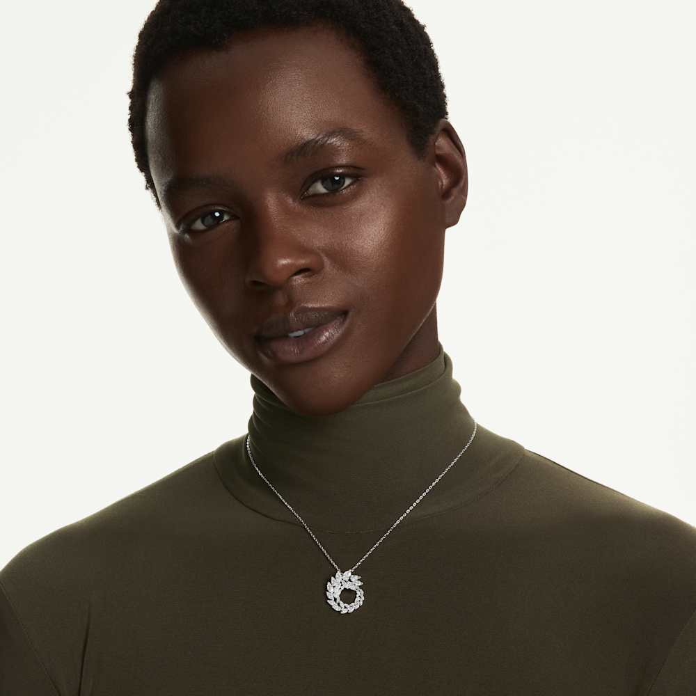 Collana Swarovski Pendente Mesmera Taglio misto, Bianca, Placcato rodio