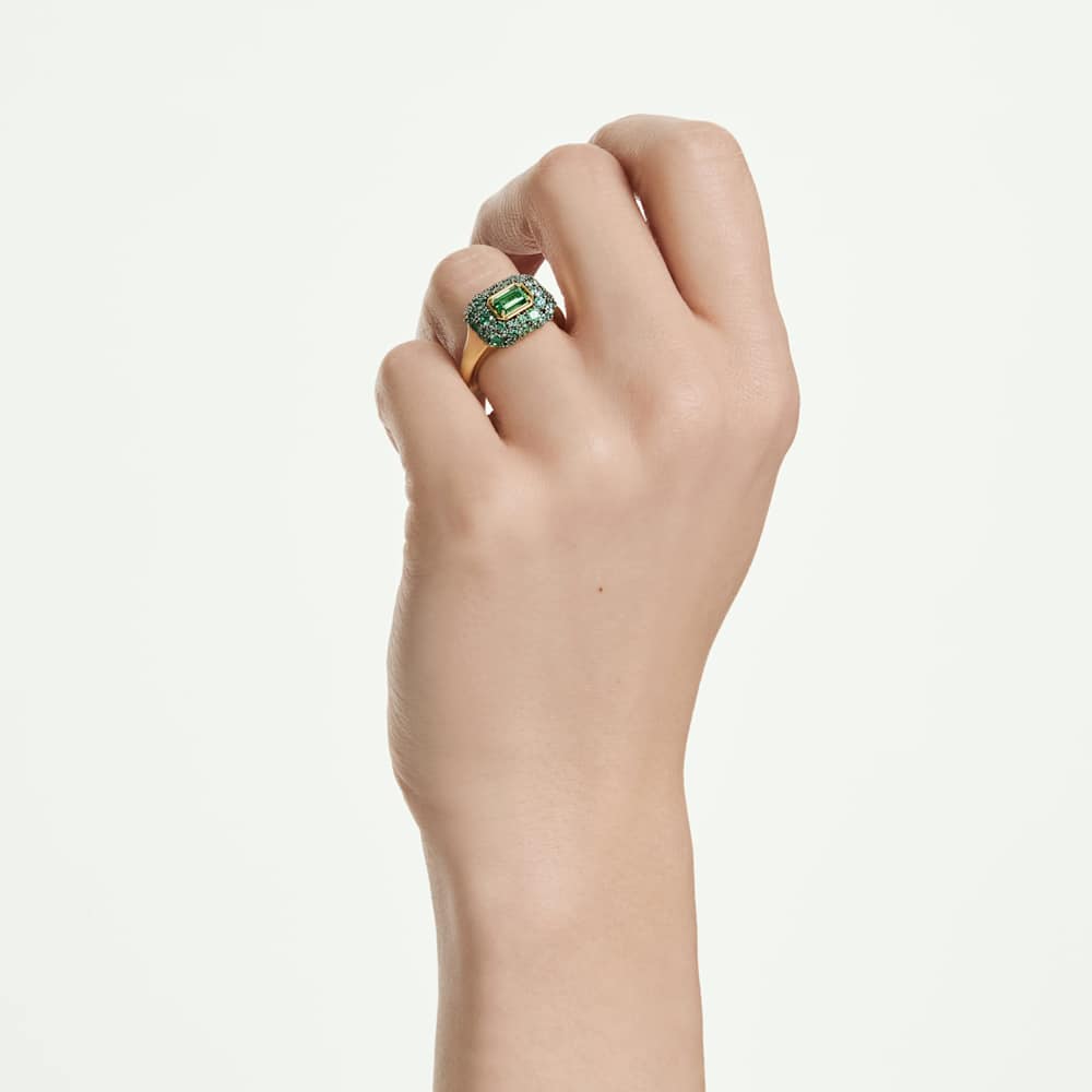 Anello Swarovski cocktail Sublima Taglio ottagonale Verde Finitura oro 18K - Misura 55-60