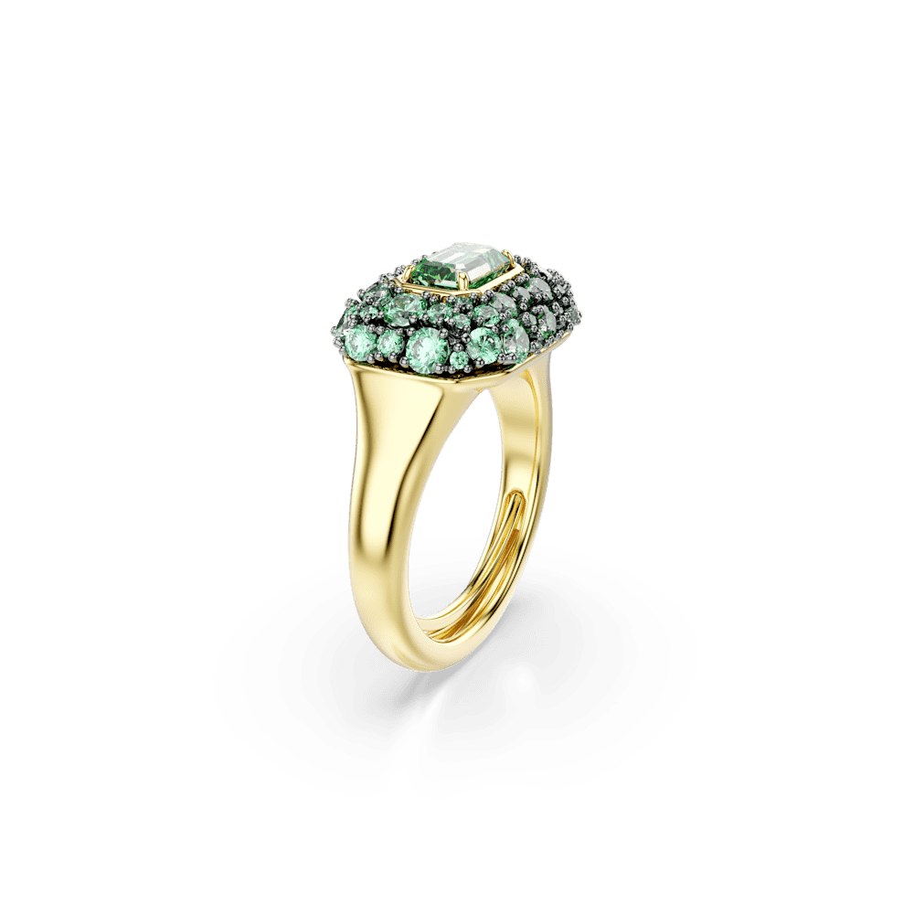 Anello Swarovski cocktail Sublima Taglio ottagonale Verde Finitura oro 18K - Misura 55-60