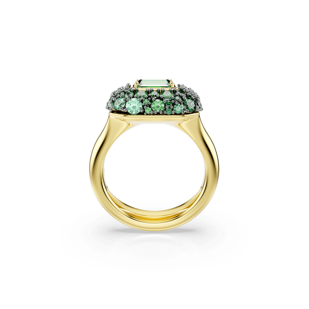 Anello Swarovski cocktail Sublima Taglio ottagonale Verde Finitura oro 18K - Misura 55-60