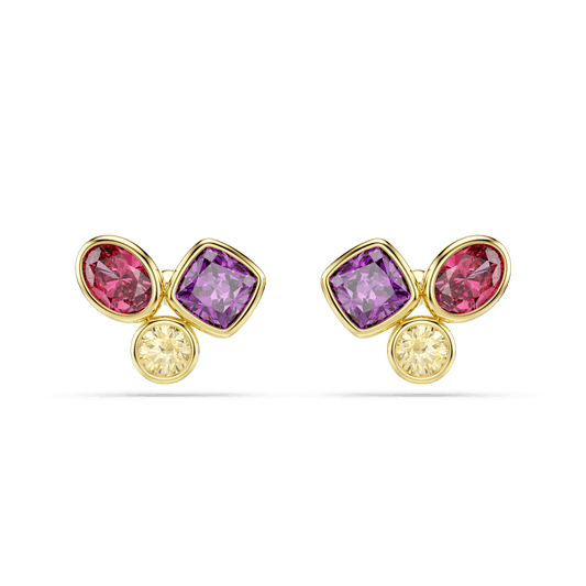 Orecchini Lobo Swarovski Imber, Taglio misto, Multicolore, Finitura oro 18K