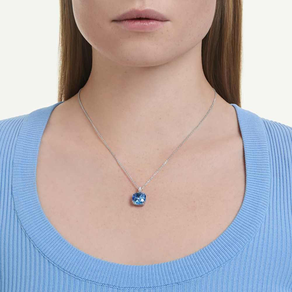 Collana con Pendente Swarovski Millenia Taglio Cushion Blu Placcato Rodio