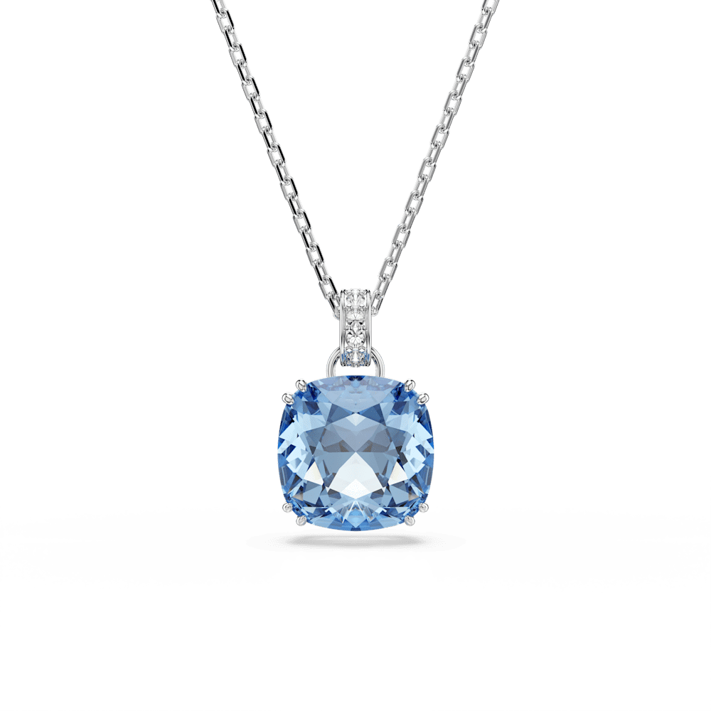 Collana con Pendente Swarovski Millenia Taglio Cushion Blu Placcato Rodio