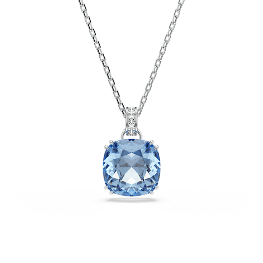 Collana con Pendente Swarovski Millenia Taglio Cushion Blu Placcato Rodio