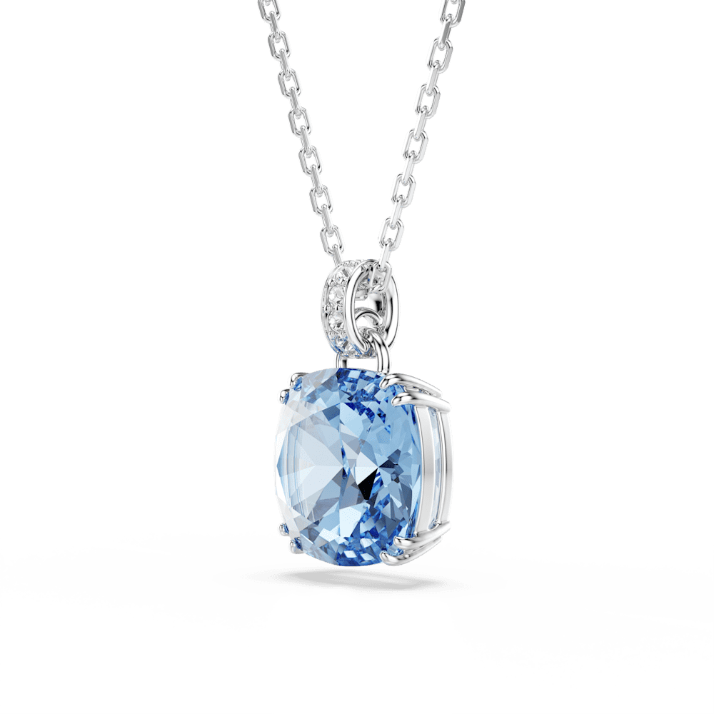 Collana con Pendente Swarovski Millenia Taglio Cushion Blu Placcato Rodio