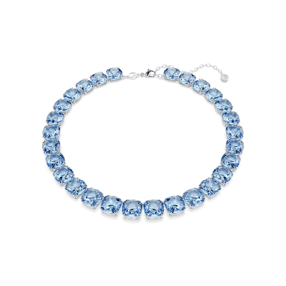 Collana Swarovski Millenia, Taglio Cushion, Blu, Placcato rodio