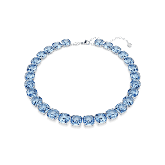 Collana Swarovski Millenia, Taglio Cushion, Blu, Placcato rodio