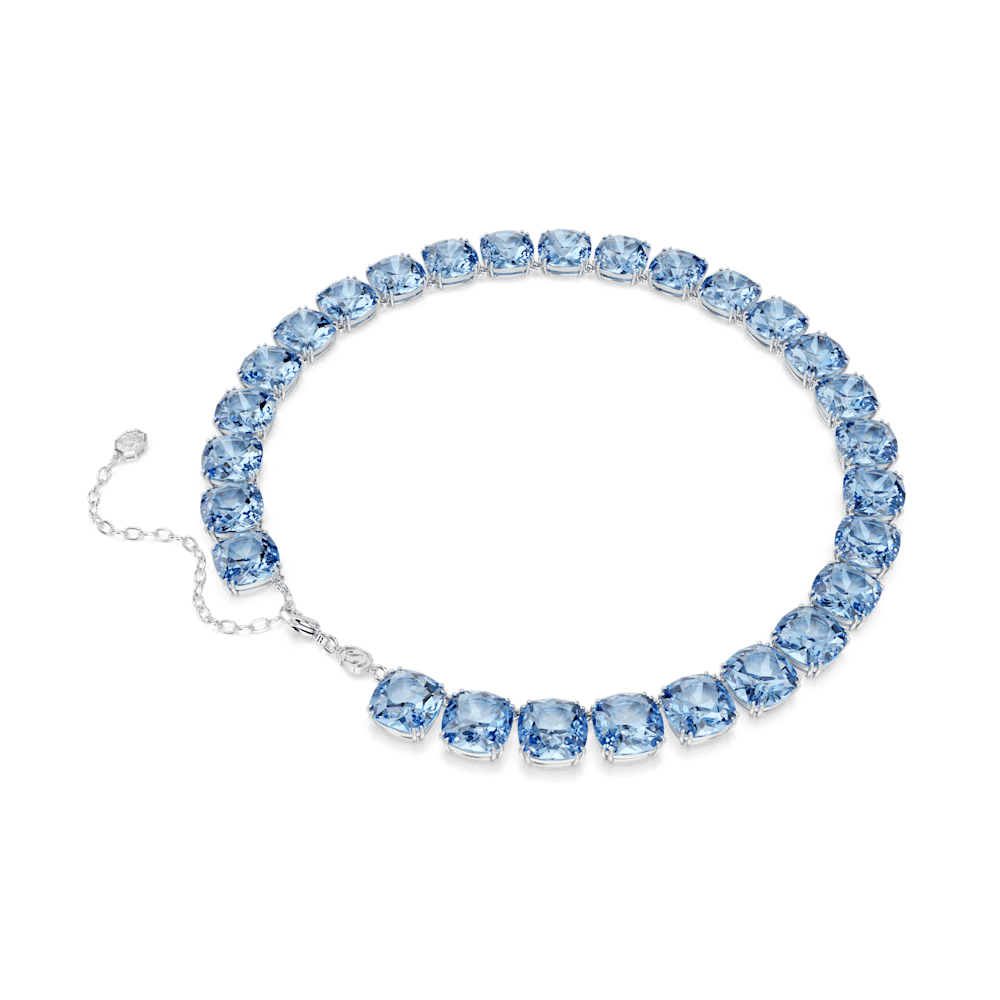 Collana Swarovski Millenia, Taglio Cushion, Blu, Placcato rodio
