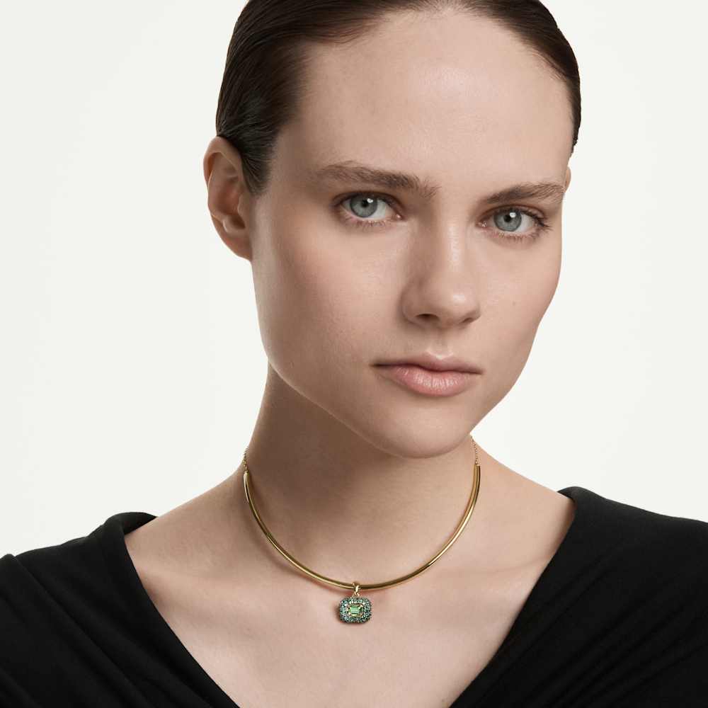 Girocollo Swarovski Sublima, Taglio ottagonale, Verde, Finitura oro 18K