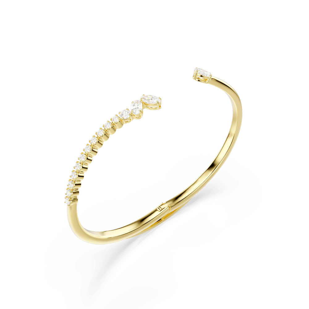 Bracciale Rigido Swarovski Mesmera Taglio misto Bianco Finitura oro 18 Kt
