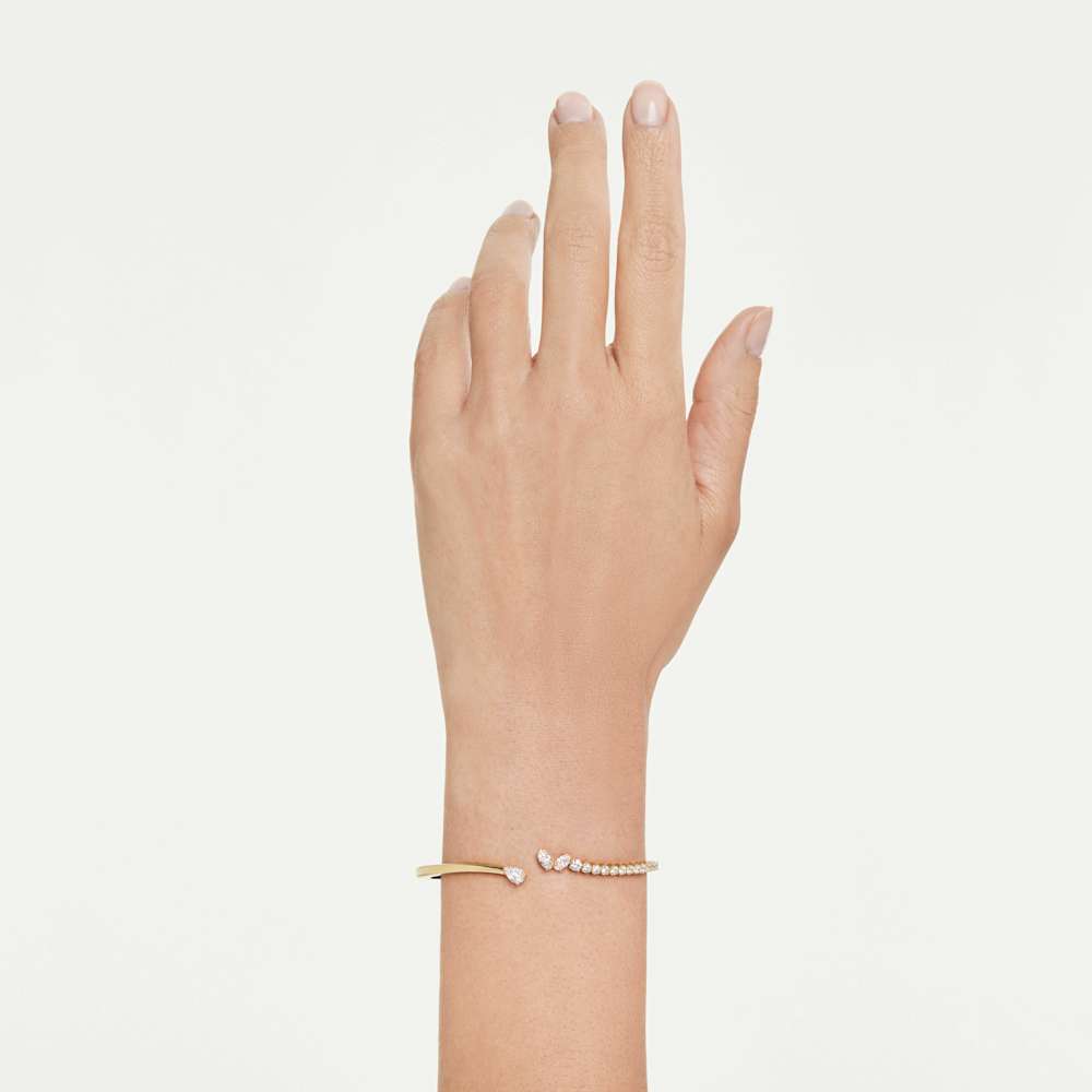 Bracciale Rigido Swarovski Mesmera Taglio misto Bianco Finitura oro 18 Kt